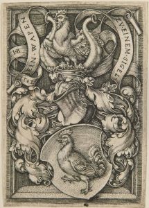 Coat Of Arms With A Cock by Hans Sebald Beham