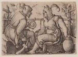 Fool And The Foolish Woman by Hans Sebald Beham