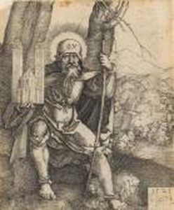 St. Sebald With The Church Model by Hans Sebald Beham