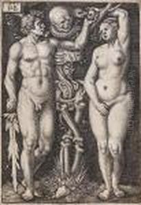 Adam And Eve With A Skeleton by Hans Sebald Beham