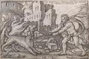 Hercules And Cerberus (bartsch 100) by Hans Sebald Beham