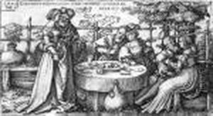Der Verlorene Sohn Verprasst Seine Habe. by Hans Sebald Beham