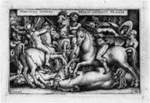 Herkules Kampft Gegen Die Trojaner; Herkules Totet Nessus by Hans Sebald Beham