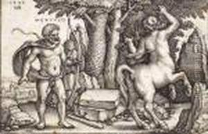 "les Travaux D'hercule", Planche 3 : "il Perce De Ses Fleches Nesus" by Hans Sebald Beham