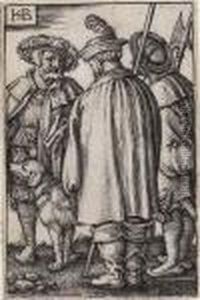 Three Soldiers And A Dog by Hans Sebald Beham
