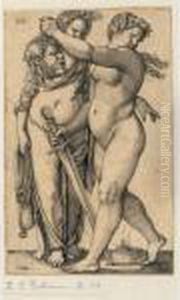 Judith Walking To The Left, And Her Servant (b. 11; Holl., P. 12) by Hans Sebald Beham
