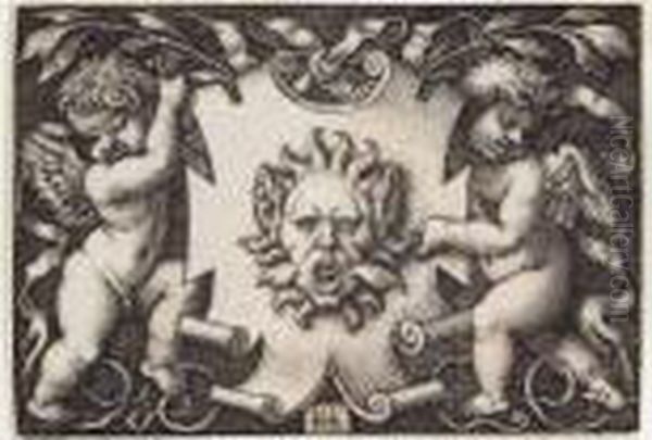 Ornament With Two Genii Riding On Two Chimeras (b.228 - view 1