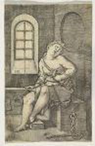 Cleopatra Seated<</b> by Hans Sebald Beham