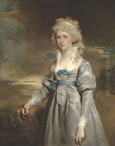 Portrait of Charlotte Walsingham, Lady Fitzgerald, three-quarter-length, in a grey satin dress
