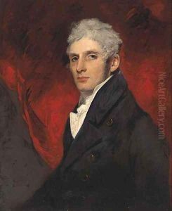 Portrait of John Barrow, half-length, in a black coat by John Hoppner