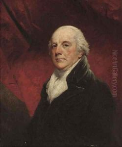Portrait of J. Cotes M.P., half-length, in a white cravat and black coatet, before a red drape