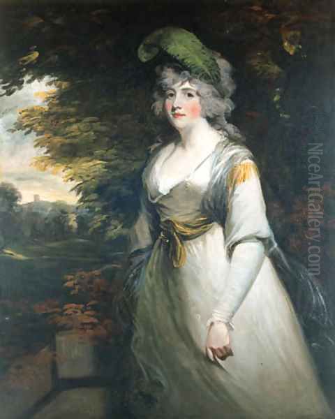 Portrait of Lady Boothby, three-quarter length, in a grey dress and with a plume in her hair, a landscape beyond 2 - view 1