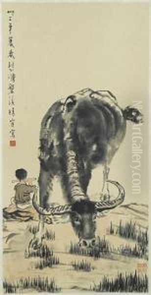 Herdboy And Waterbuffalo - view 1