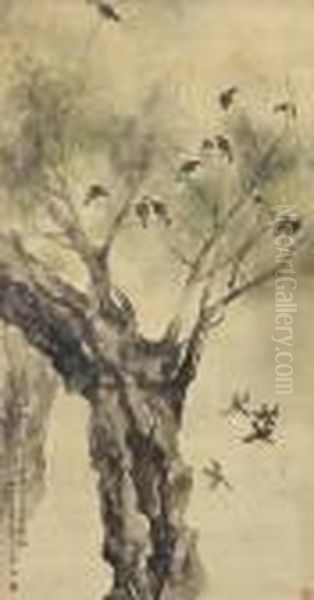 Birds Resting On A Willow - view 1