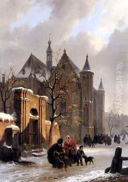 A Capricio View With Figures Leaving A Church In Winter - view 1