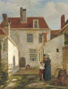 In the court yard by Bartholomeus Johannes Van Hove