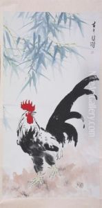 Rooster Under Bamboo Foliage by Xu Beihong