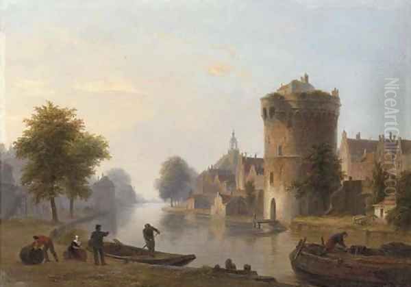 Figures by a Dutch canal - view 1