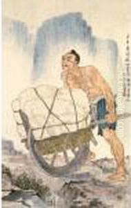 Pushing The Cart by Xu Beihong