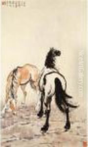 Two Horses by Xu Beihong