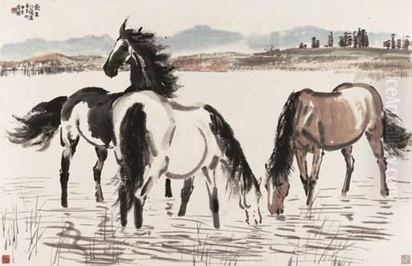Horses Drinking - view 1