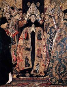 The Consacration of St Augustine 1466-75 by Jaume Huguet