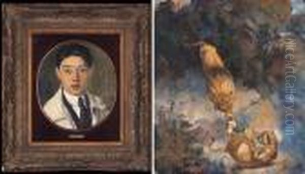 Artist's Self-portrait-cavorting Lions - view 1