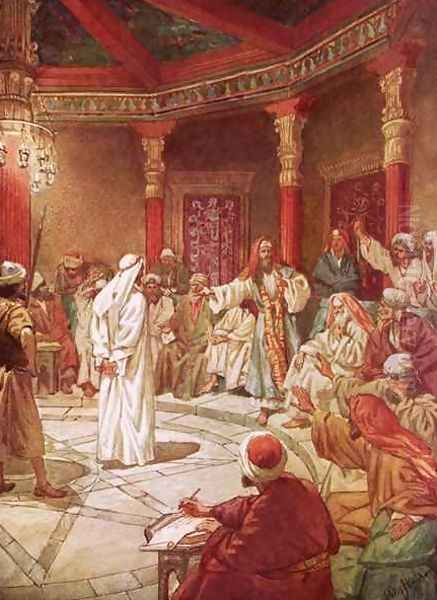 Jesus brought before Caiaphas and the Council - view 1