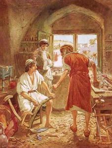 Christ working with Joseph as a carpenter