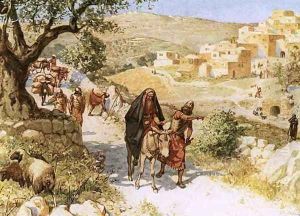 David fleeing from Jerusalem is cursed by Shimei