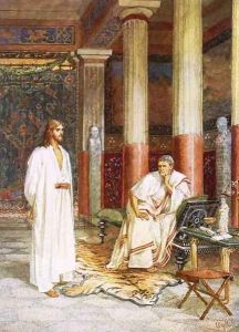 Jesus being interviewed privately by Pontius Pilate