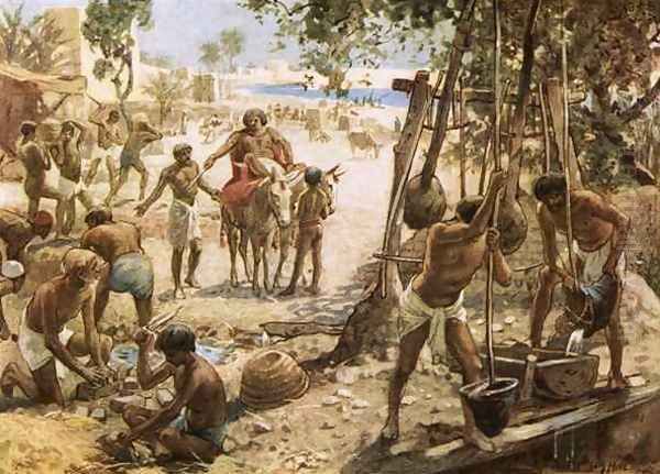 Israelites making bricks in Egypt - view 1