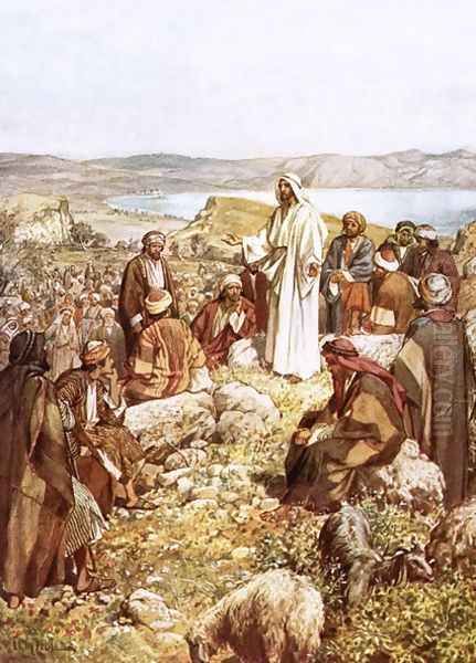 Christ preaching to this disciples and others - view 1