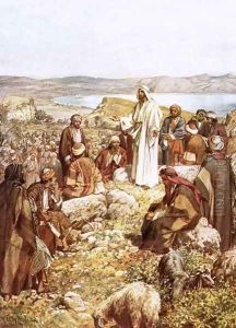 Christ preaching to this disciples and others