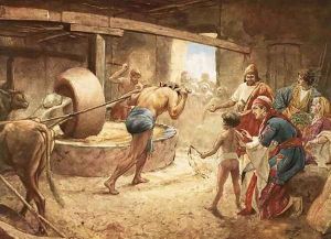 Samson grinding in prison at Gaza