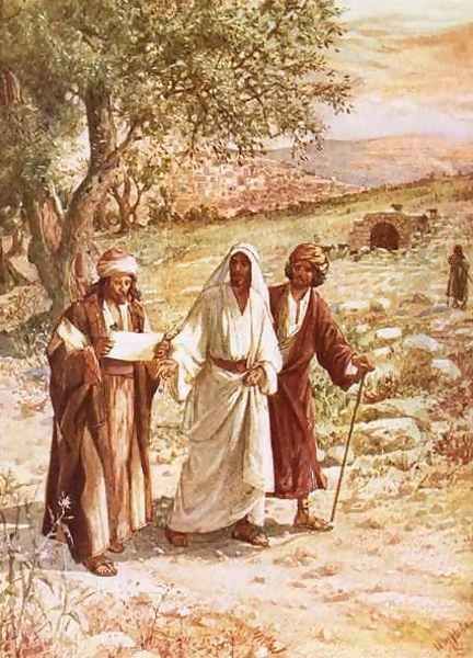 Jesus appearing to two disciples on the road to Emmaus - view 1