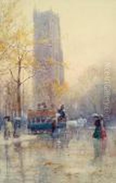 London Street Scene In The Rain - view 1