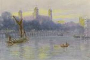 The Tower Of London (from The Thames) by Frederic Marlett Bell-Smith