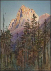 Sunset On Mt. Carrol, Rogers Pass, Bc by Frederic Marlett Bell-Smith