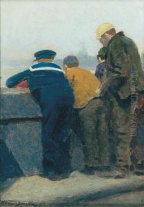 Waiting For The Boat To Dock by Frederic Marlett Bell-Smith