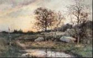 Sunset Over Extensive Landscape by Frederic Marlett Bell-Smith
