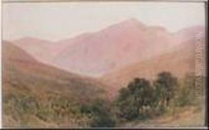 White Mountains At Sunset
 Watercolour And Pencil