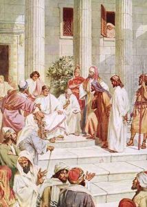 Jesus brought before Pilate