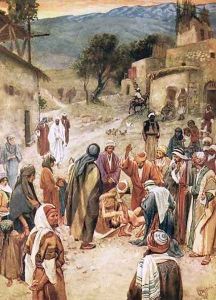 Jesus about to heal a boy from whom his disciples had failed to cast out a devil
