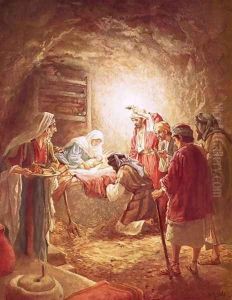 The shepherds finding the infant Christ lying in a manger
