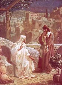 Jesus in conversation with Nicodemus