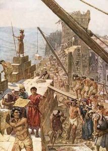 Rebuilding the wall of Jerusalem under Nehemiah by William Brassey Hole