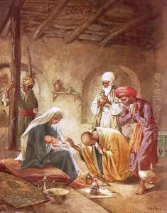 Three kings worshipping Christ