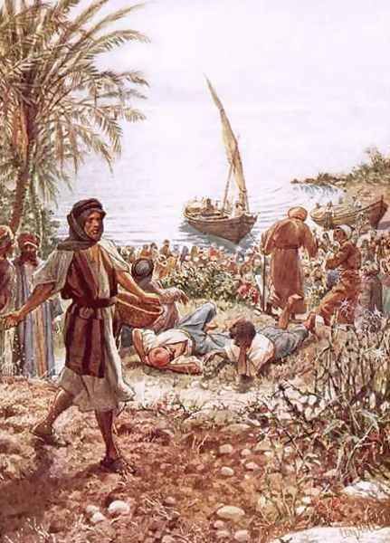 Jesus teaching from Peters fishing boat - view 1