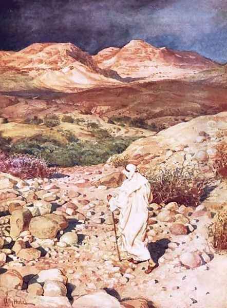 Jesus being led into the wilderness to be tempted by the devil - view 1